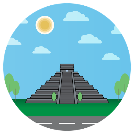 Templo El Castillo Kukulkan México  Ilustração