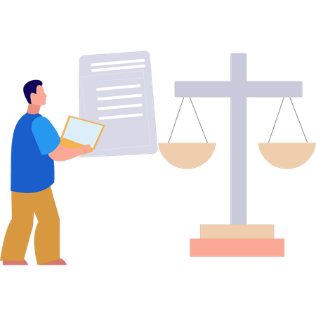 El chico está mirando la balanza  Illustration