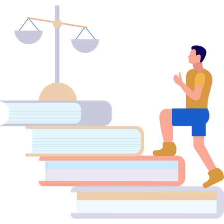 El chico va a seguir la ética empresarial.  Illustration