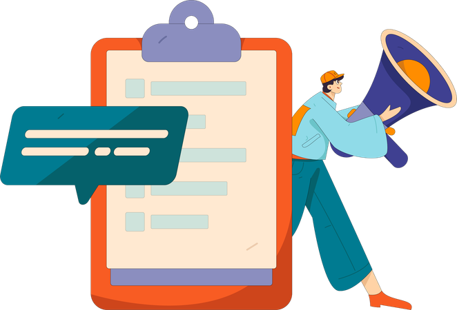 El cliente completa el formulario de comentarios  Ilustración