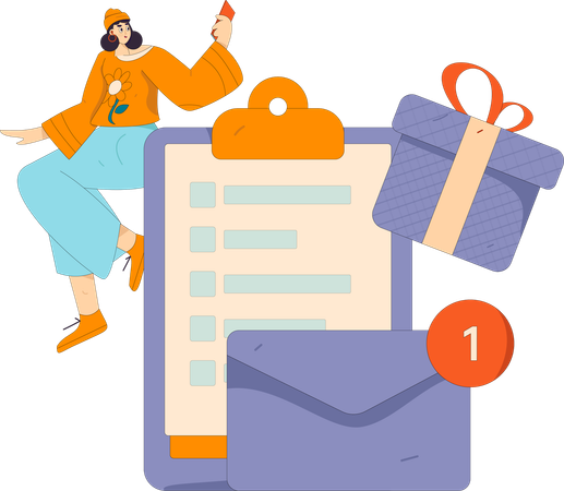 El cliente completa el formulario de encuesta  Ilustración