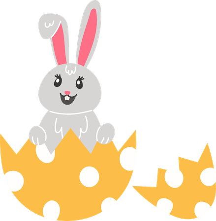 El conejito de Pascua sale del huevo de Pascua  Ilustración