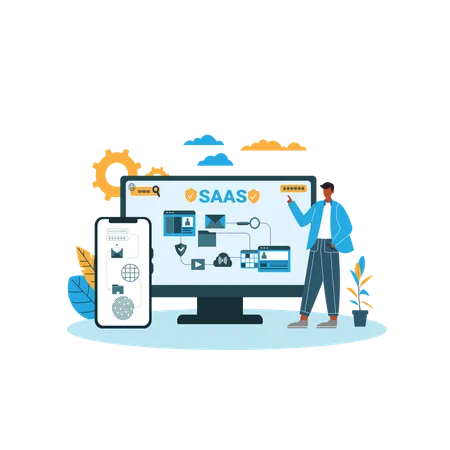 El departamento de ciberseguridad utiliza tecnología saas  Ilustración