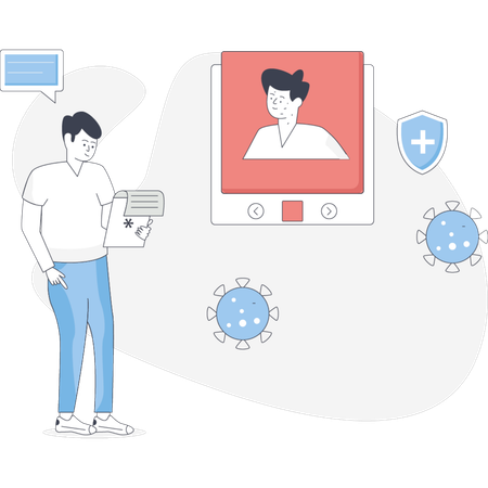 El dermatólogo está señalando el virus  Ilustración