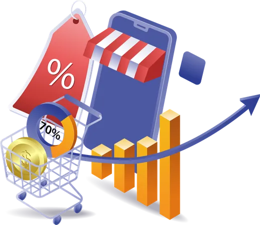 El desarrollo del negocio de ventas online  Ilustración