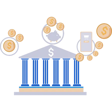El dinero está seguro en el banco.  Ilustración