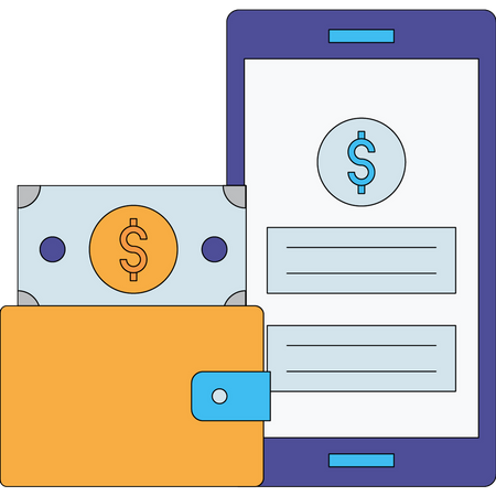 El dólar es visible en el teléfono móvil.  Illustration