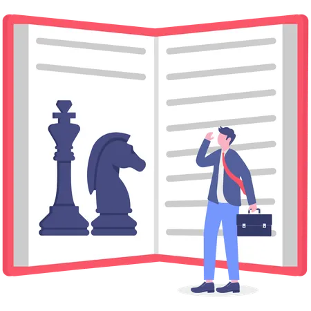 Un empresario aprende de un libro estratégico  Ilustración