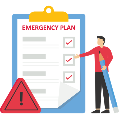 El empresario está haciendo un plan de emergencia  Ilustración