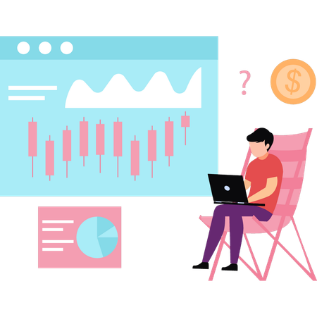 El empresario está molesto al ver datos comerciales  Ilustración