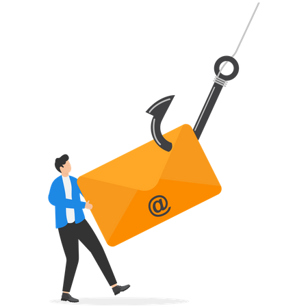 El empresario recibe correos no deseados y correos de phishing  Ilustración