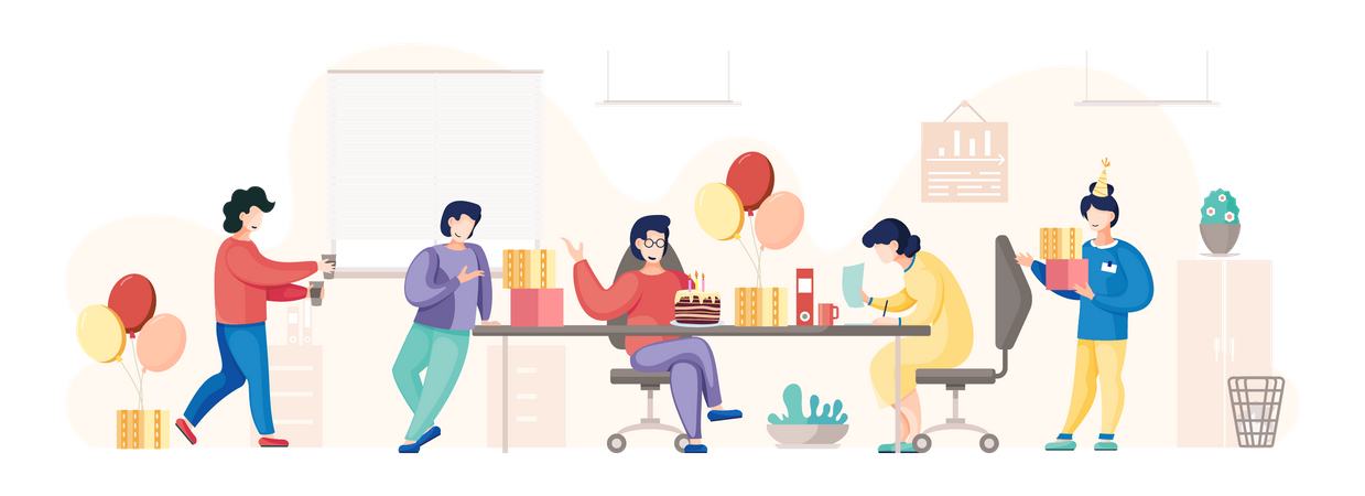 El equipo celebra el aniversario de la empresa  Ilustración