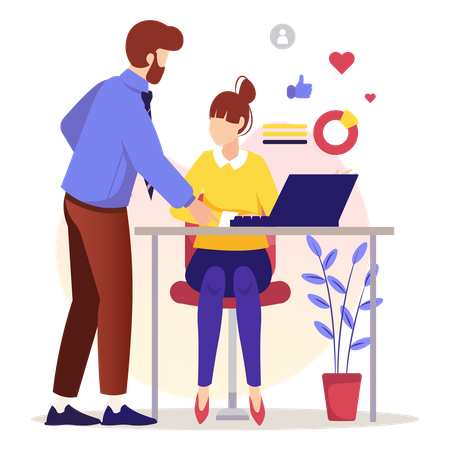 El equipo empresarial crea un plan de marketing  Ilustración