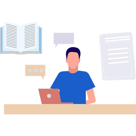 El hombre de negocios está creando contenido  Ilustración