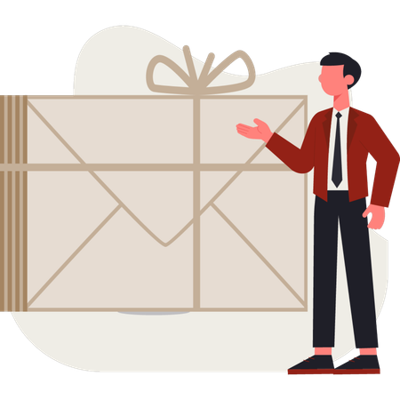 El hombre de negocios está enviando correo de invitación.  Illustration