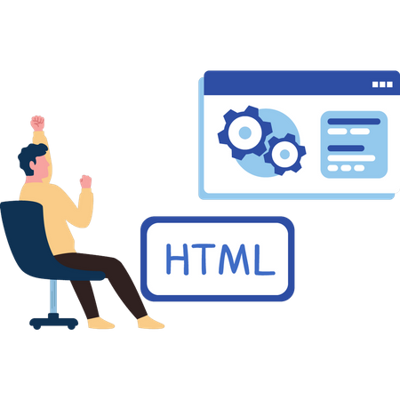 El hombre está codificando HTML  Ilustración