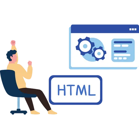 El hombre está codificando HTML  Ilustración