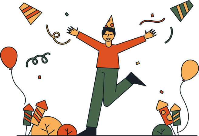 El hombre está de fiesta  Ilustración