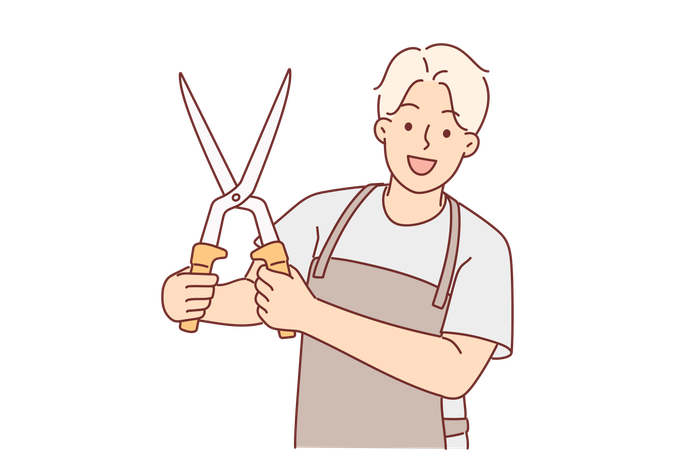El hombre está haciendo jardinería  Ilustración