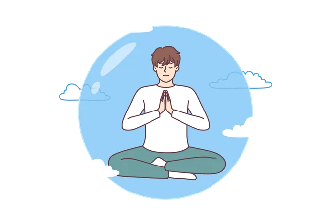 El hombre está haciendo meditación  Ilustración