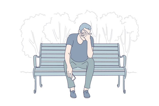 El hombre está muy molesto.  Illustration