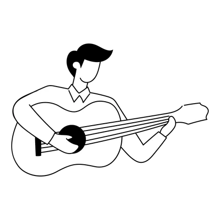 El hombre está tocando la guitarra  Ilustración