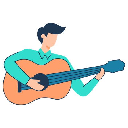 El hombre está tocando la guitarra  Ilustración