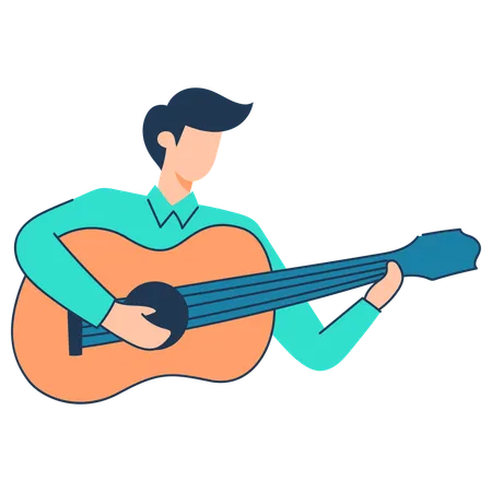 El hombre está tocando la guitarra  Ilustración