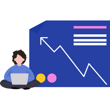 El hombre está trabajando en el desarrollo del gráfico.  Illustration