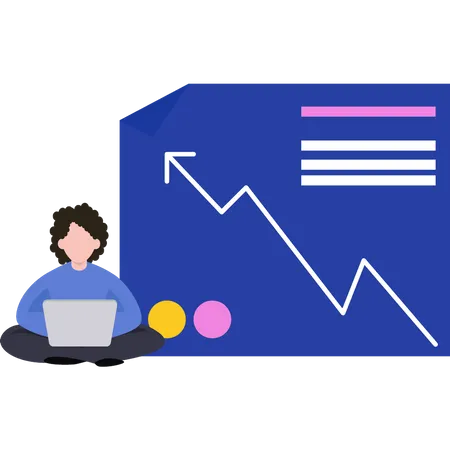 El hombre está trabajando en el desarrollo del gráfico.  Illustration