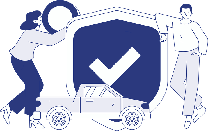El hombre garantiza la política de seguridad del automóvil  Ilustración
