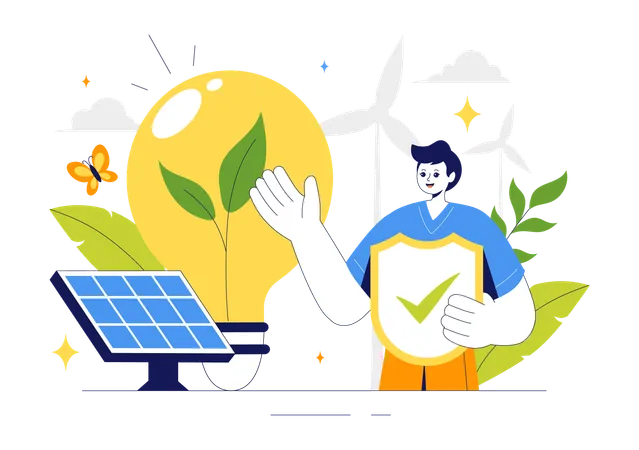 El hombre genera energía ecológica  Ilustración