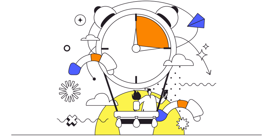 El hombre lleva la cuenta del tiempo  Ilustración