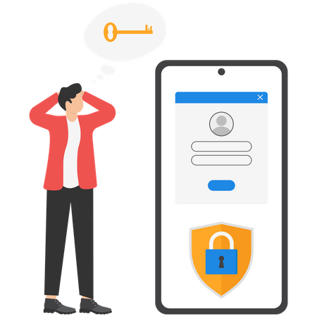 El hombre olvidó sus credenciales de inicio de sesión  Ilustración