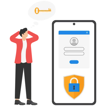 El hombre olvidó sus credenciales de inicio de sesión  Ilustración