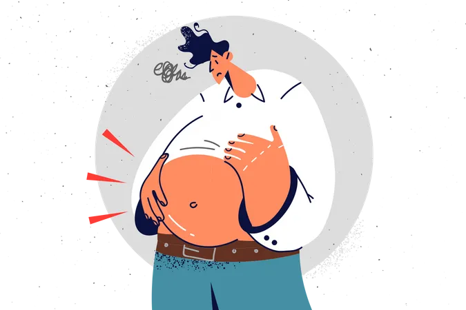 El hombre tiene una barriga grande  Ilustración