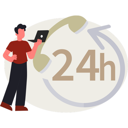El hombre está trabajando en servicio de entrega 24 horas.  Ilustración