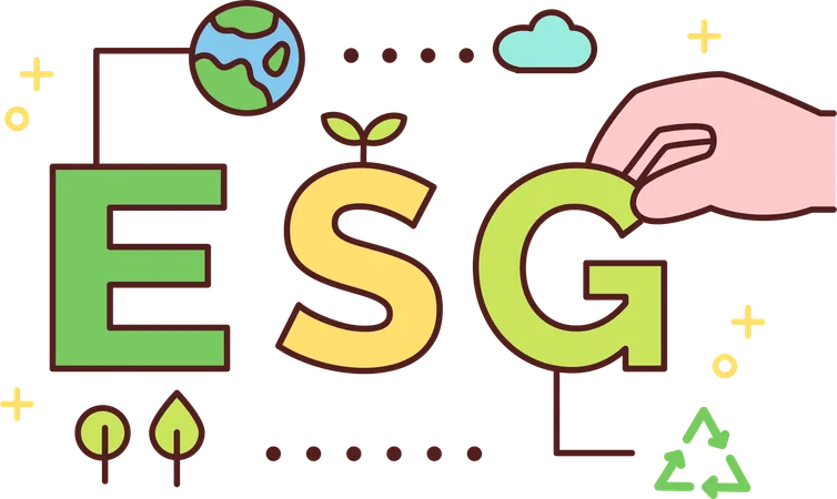 El hombre utiliza la tecnología ESG  Ilustración