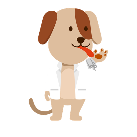 El doctor está revisando la lengua de los perros.  Ilustración