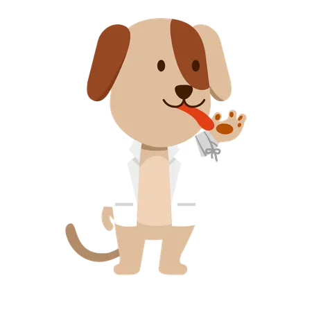 El doctor está revisando la lengua de los perros.  Ilustración