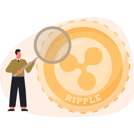 El niño está buscando una moneda Ripple  Ilustración