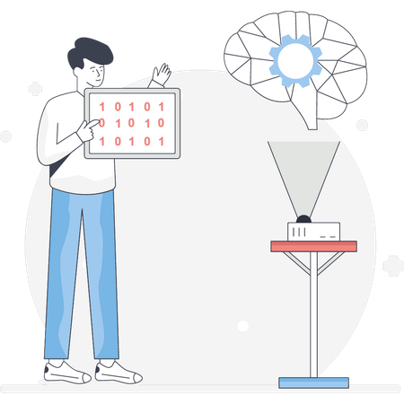 El niño está programando su mente.  Illustration