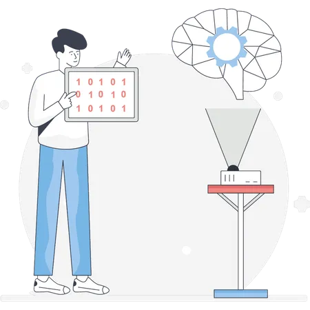 El niño está programando su mente.  Illustration