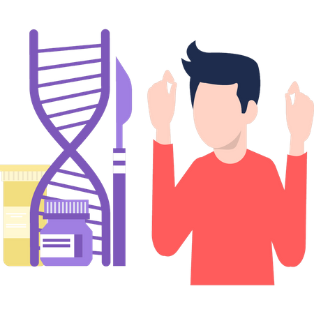 Al niño le están haciendo una prueba de ADN.  Ilustración