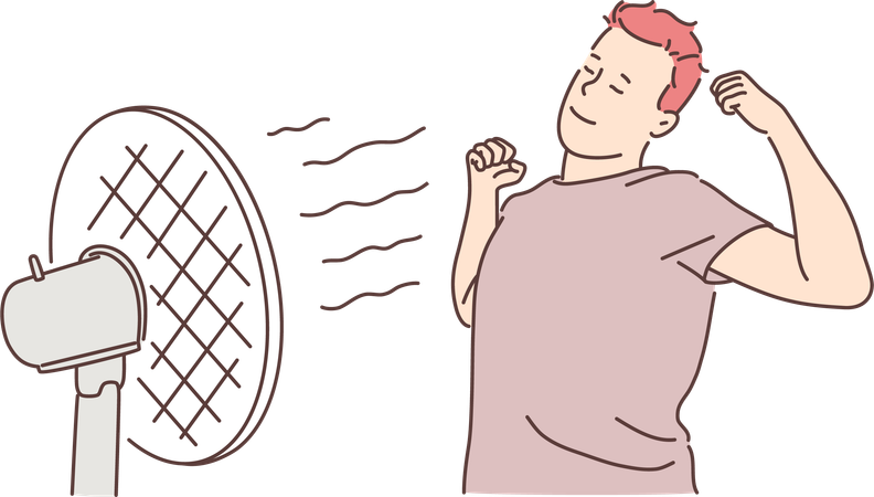 El niño se relaja en el aire fresco  Ilustración