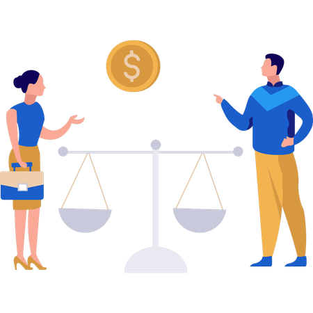 El niño y la niña están hablando de negocios.  Illustration