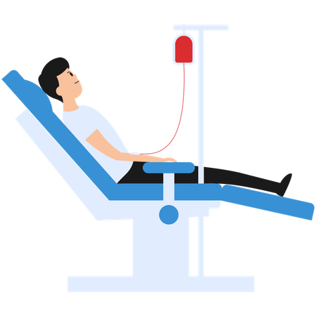 El paciente está recibiendo una transfusión de sangre.  Illustration