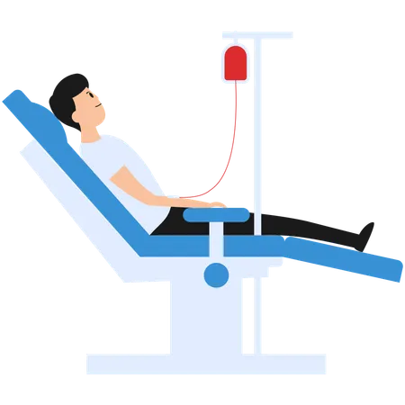 El paciente está recibiendo una transfusión de sangre.  Illustration