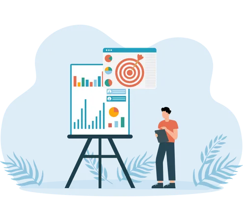 El panel de control del mercado muestra datos analíticos  Ilustración