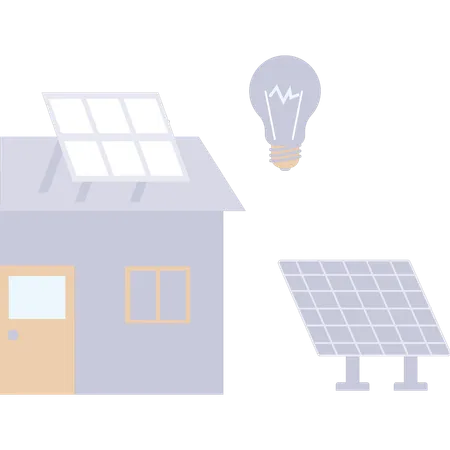 El panel solar es útil para fines domésticos.  Ilustración